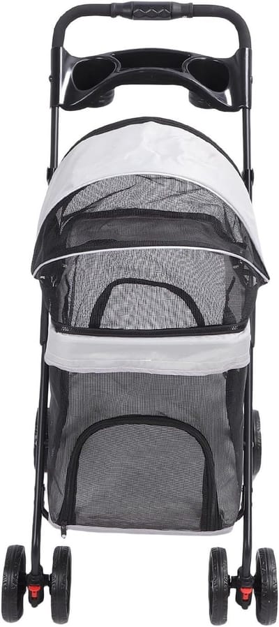 Huisdier Kinderwagen - Reisbuggy - Comfortabel Reizen - Opvouwbaar Met Eén Hand - 66 x 43 x 18 cm - Grijs