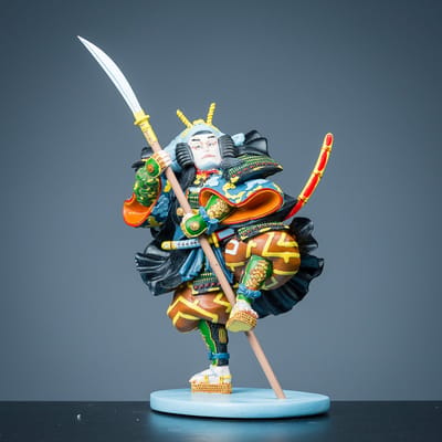 KUN01 Samurai Kodanji Kunisada Beeld – Ukiyo-E Japans Decoratie – Verzameling – Collectible – Samoerai – 27 cm – Originele Doos