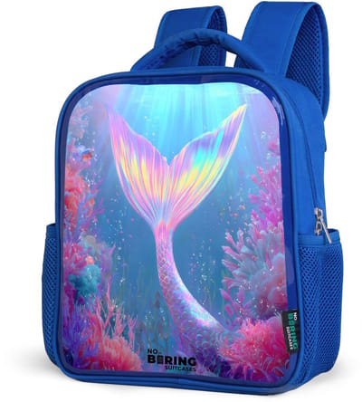 NoBoringSuitcases.com® - Rugzak blauw - Schooltas jongens - Zeemeerminnenstaart - Koraal - Water - Kinder rugtas jongen - Boekentas kind - Kinderrugzak voor school - Schoolrugzak