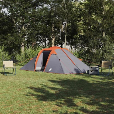 vidaXL - Tunnel - tent - met - dak - Grijs - en - Oranje - 510 - x - 240 - x - 156 - cm - taft