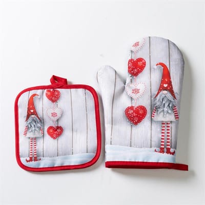 2 stuks Kerst Handschoenen Ovenwanten Vrolijk Kerstfeest Decoraties voor Thuis Kerstversieringen Xmas Navidad Noel Nieuwjaarscadeaus gray