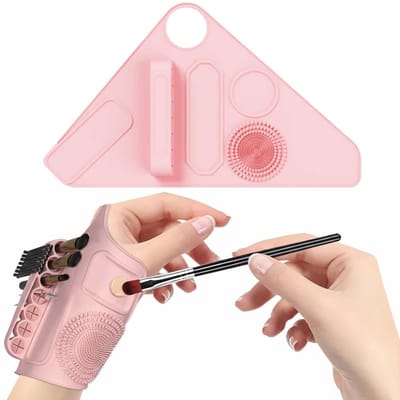 Dailygoods - Colexy Make-up palet van siliconen, mengpalet met siliconen band, draagbaar blad voor het mengen van foundation, polsband voor make-up en reizen (roze)
