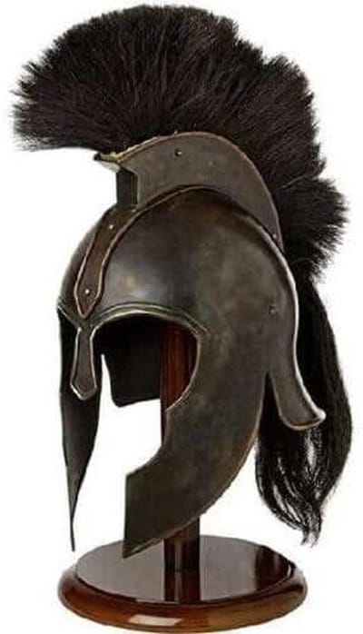 Troy Achilles Helm - Krijgershelm Riddershelm - Kostuum Spelen - 18 Gauge Staal - 66 cm Omtrek - Zwart