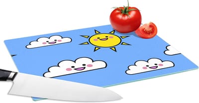 Glazen Snijplank - 28x20 - Kawaii - Patronen - Zon - Kinderen - Snijplanken Glas