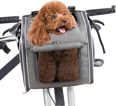 Fietsmand Hond - Draagtas Kat - Reizen Buiten - Snel loskoppelbaar - Tot 8kg - Grijs