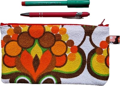 Toetie & Zo - Etui - Retro - Stof - Bloemen - Oranje - Wit - Geel - Mobieltas - Makeuptas