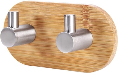 Zelfklevende haak Bamboo Wall Hook Houten bamboe muurhaken Zelfklevende haken 304 roestvrijstalen bamboe handdoekhaak Zelfklevende bamboehaken Geen boren Badkamer Toilet Keuken Kantoorhaak Handdoekhaak