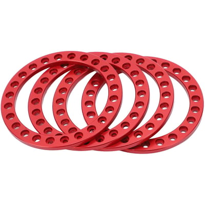 4 pièces Bague de beadlock extérieure de roue Anneau extérieur de roue en alliage d'aluminium Jante pour moyeu de roue VP 1,9 pouce Red