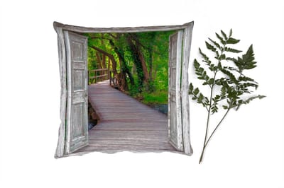 Sierkussens - Kussentjes Woonkamer - 40x40 cm - Brug - Bos - Doorkijk