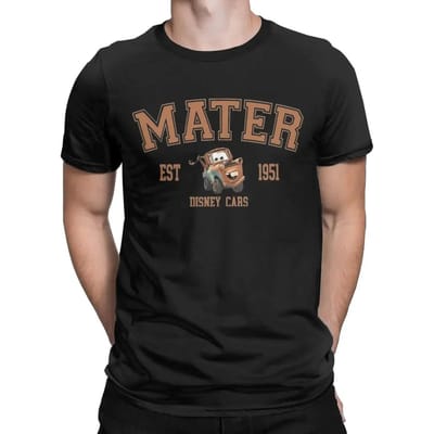 Heren Bruin Auto Mater T-shirt Lightning McQueen 100% Katoen Kleding Nieuwigheid Korte Mouw Ronde Hals T-shirts Grote Maten T-shirts XL zwart