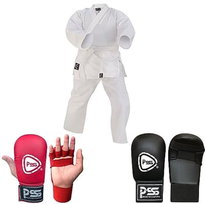 Karate Studentenpak voor Vechtsporten - Voorgekrompen Poly Katoen met Wanten voor Kinderen - Maat X-Small