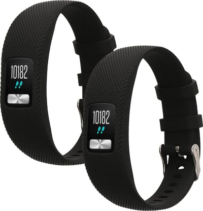 kwmobile 2x horlogebandjes geschikt voor Garmin Vivofit 4 bandje - Smartwatch bandjes van TPU - Activity tracker horloge band in mat zwart / mat zwart