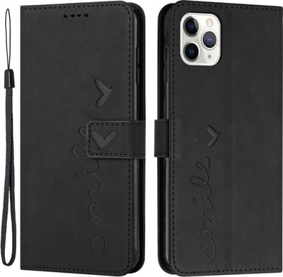 Coverup Hoesje - Geschikt voor iPhone 15 Pro Max Hoesje - Coverup Smile Book Case - Zwart