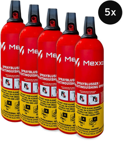 Mexxo Sprayblusser 750 ml – set van 5 – PFAS-vrije schuimblusser - Brandklasse A en F