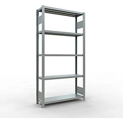 Schulte Lagertechnik MULTIplus250 boutloze rekken, 5 legborden, 2000 x 1000 x 300 mm, gegalvaniseerd, basisrek, 250 kg per legbord