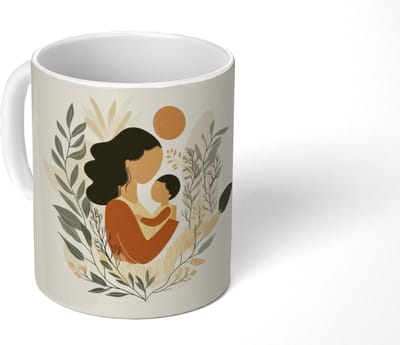 Mok - Koffiemok - Illustratie - Moeder - Kind - Liefdevol - Mokken - 350 ML - Beker - Koffiemokken - Theemok