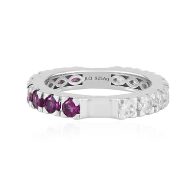 Cavill - Zilveren Ring met 8 Rhodolieten 0,918 ct en 8 Zirkonia 1,08 ct - 925 Sterlingzilver Gerhodineerd - Elegante Damesring Maat 17-20