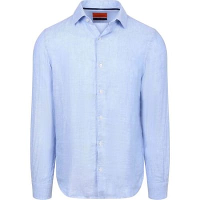 Suitable Overhemd Linnen Mid Blue - Maat 38 - Heren - Overhemden Formeel