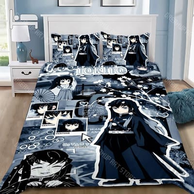 Demon Slayer Muichiro tokito Dekbedovertrek Kussensloop Beddengoedset Volwassene Jongen Meisje Slaapkamer Decoratie Kinderen Cadeau Eenpersoonsmaat EU Single 90x200cm
