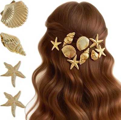 Set van 4 Haarspelden in Goud met Sterrenvorm voor Feest, Dagelijks Gebruik en Strandactiviteiten - Stijlvolle Haaraccessoires en Sieraden