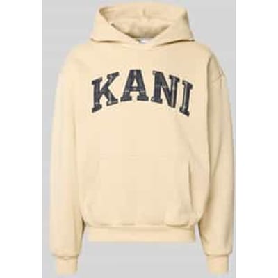 Hoodie met labelstitching en kangoeroezak