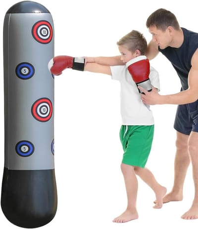 Opblaasbare Bokszak - Staande Bokszak Kinderen - Sportief Spelen - Snelle Rebound - 160 cm Hoog - Zwart