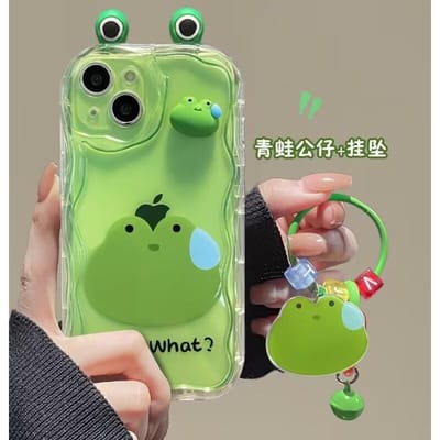Étuis de téléphone souples avec pendentif en forme d'oreilles de panda en 3D pour iPhone 15 Pro Max 14 11 13 12 Mini XR 6s 6 8 7 Plus X XS SE For iPhone 14 Plus green