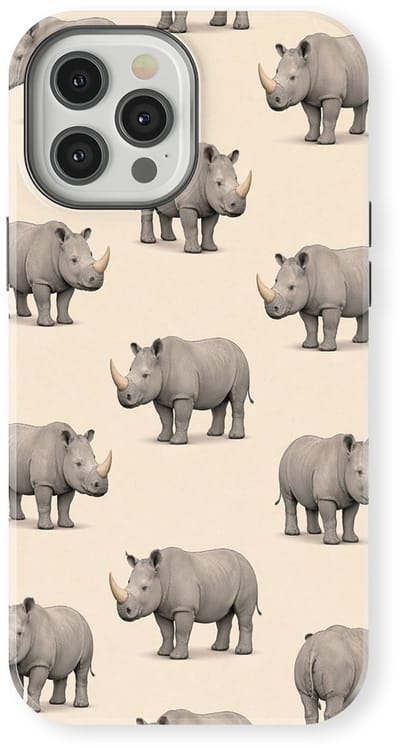 Safari Tough Case geschikt voor iPhone 12 Pro | Premium hoesje met Safari Dieren Design | Geschikt voor Mag | Dieren Print Backcover geschikt voor iPhone 12 Pro Neushoorn