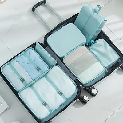 Ensemble de 7 sacs de rangement de voyage de grande capacité, organisateurs d'emballage portables pour le rangement classifié des vêtements, pantalons et chaussettes