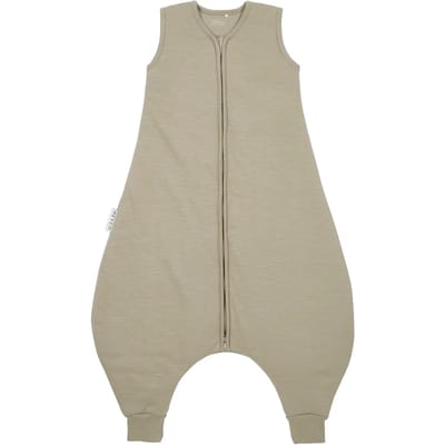 Meyco Baby Slub met Team No Sleep applicatie baby winter slaapoverall jumper - taupe/offwhite - 80cm - 2.0 TOG