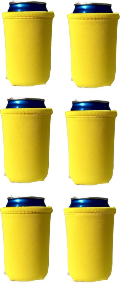 EIZOOK 6 stuks bier - frisdrank blik koelhoud hoesjes in GEEL | bierblik hoesjes | Festival | Vakantie | Strand | Carnaval