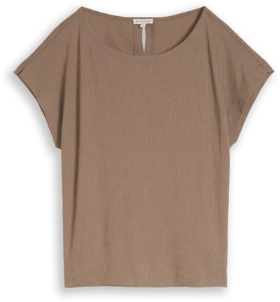Tom Tailor - T-shirt met losse pasvorm - Maat XXS - taupe grey