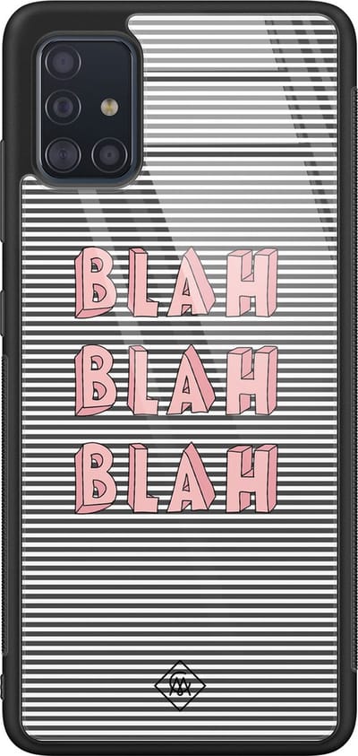 Casimoda® hoesje - Geschikt voor Samsung Galaxy A51 - Blah Blah Blah - Luxe Hard Case Zwart - Backcover telefoonhoesje - Multi