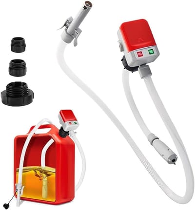 Automatische overlooppomp voor brandstof met sensor, elektrische transferpomp 2.4 GPM, inclusief slangen en tapgun voor benzine en dieselolie, ideaal voor tanken en overdracht