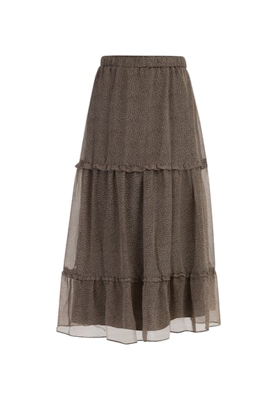 Dreimaster Maxi rok Dames olijf wol wit