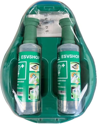 Technosafety Oogspoelstation - Met 2 Flessen - 500ml - Spiegel - Veilig Werken