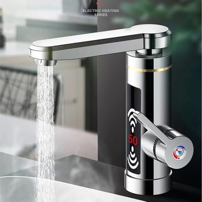 Elektrische Waterverwarmer - Warmwaterkraan Tankloos - Direct Warm Water - Digitaal Display - 3000W - Zilver