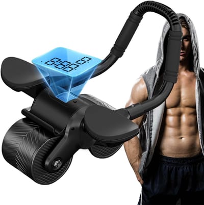 Buikspierwiel - Fitnessapparaat - Thuis Trainen - Met Elleboogsteun - 24.5cm Breed - Zwart