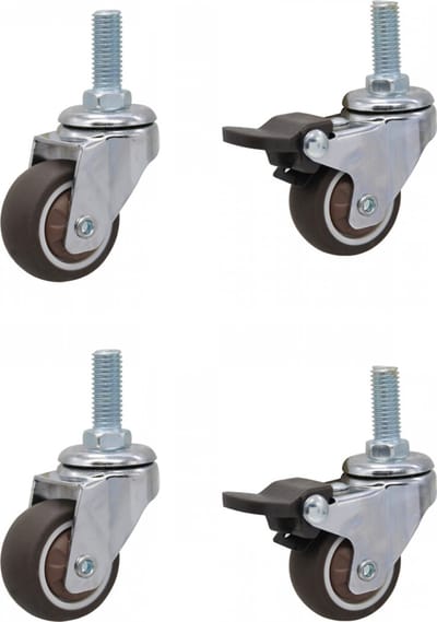 4 wiel schuifwielen met bouten - diameter 50mm - staal en kunststof - bruin - Wielen voor meubelen - stilte - zwenkwiel - met rem - meubelwielen -Pack of 4 No Floor Marks Silent Caster for Furniture - Rubberized Trolley Wheels