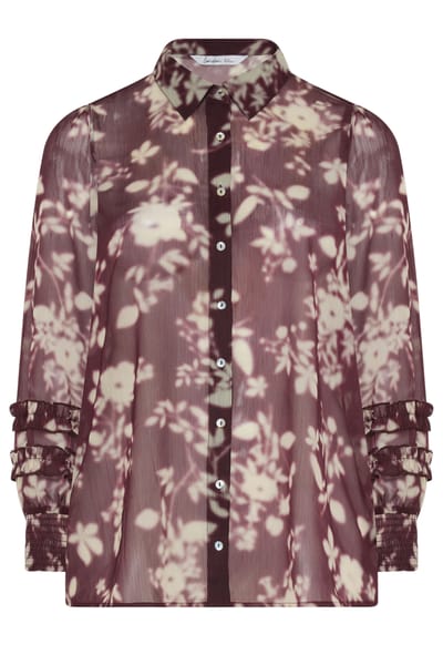 Yours London Rood Shirt Met Wazige Bloemenprint En Ruches Size 38