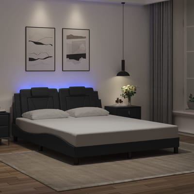 vidaXL - Bedframe - "Viana" - met - LED - zonder - matras - zwart - 160x200 - cm