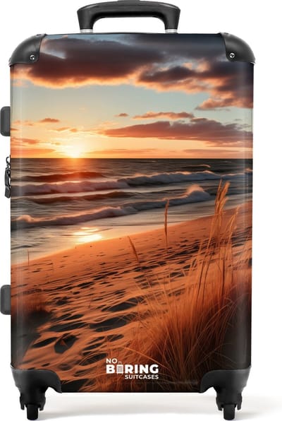 NoBoringSuitcases.com® - Koffer groot - Rolkoffer lichtgewicht - Zee bij zonsondergang - Reiskoffer met 4 wielen - Grote trolley XL - 20 kg bagage