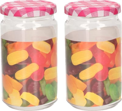 Plasticforte Weckpot/inmaakpot Classic - 2x - 450ml - kunststof - draaideksel - roze - D7 x H13 cm