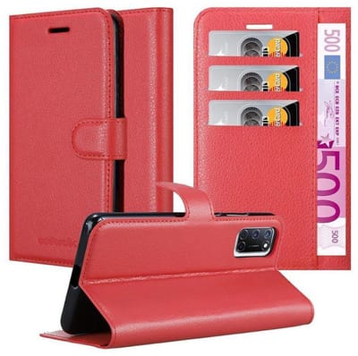 Cadorabo Hoesje geschikt voor Oppo A52 in KARMIJN ROOD - Beschermhoes met magnetische sluiting, standfunctie en kaartvakje Book Case Cover Etui