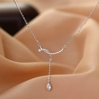 Collier à pampilles en argent sterling 925 pour femme, chaîne de clavicule géométrique simple et légère argenté
