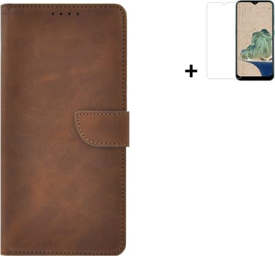 Geschikt voor Nokia G22 Hoesje - Bookcase - Nokia G22 Hoesje - Pu Leder Wallet Book Case Bruin Cover + Screenprotector