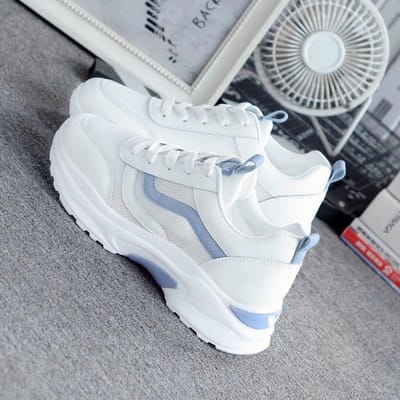 Dad Shoes Dames Holle Mesh Zomer Nieuw Veelzijdige Kleine Witte Schoenen Ademend Platte Dikke Zool Zachte Casual Sportschoenen 40 blauw
