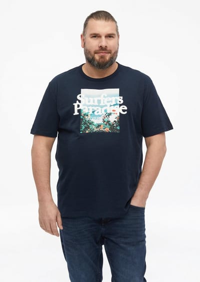 T-shirt in slub yarn met bedrukte voorkant en ronde hals s.Oliver