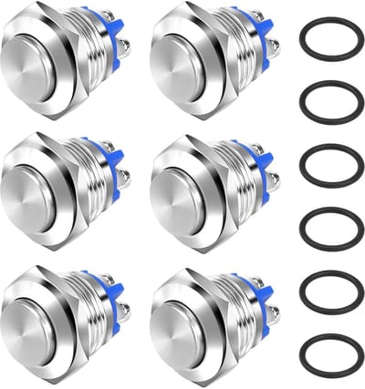 Waterdichte Drukknoppen - Metaal Schakelaars - Voertuig Installatie - Momentane Actie - 16mm Gat - Zilver