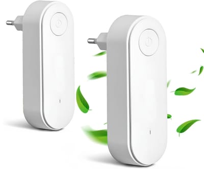 Plug in luchtreiniger-luchtreiniger-2 stuks plug in luchtreiniger kattenhaar-Luchtreiniger - mini-luchtreiniger met stekker - voor slaapkamer, huis en woonkamer, verwijdert rook en stof - wit - 11 x 3,7 cm